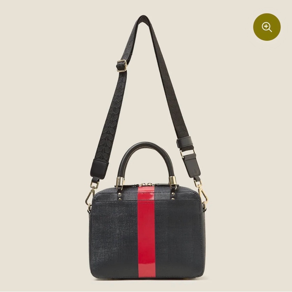 Orla Kiely High Shine Stripe Block Medium Navy and Red Handbag and  Wallet Set - Picture 11 of 13